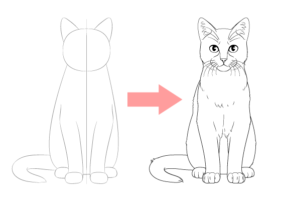 How to Draw a Sitting Cat  Easy Drawing Art