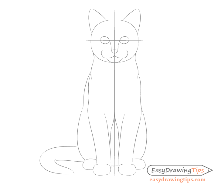 cat face side view drawing