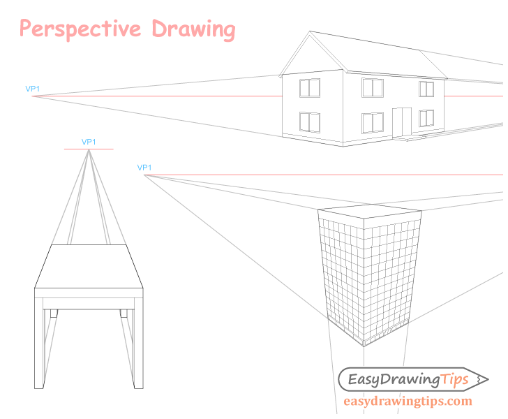 Perspective drawing collage