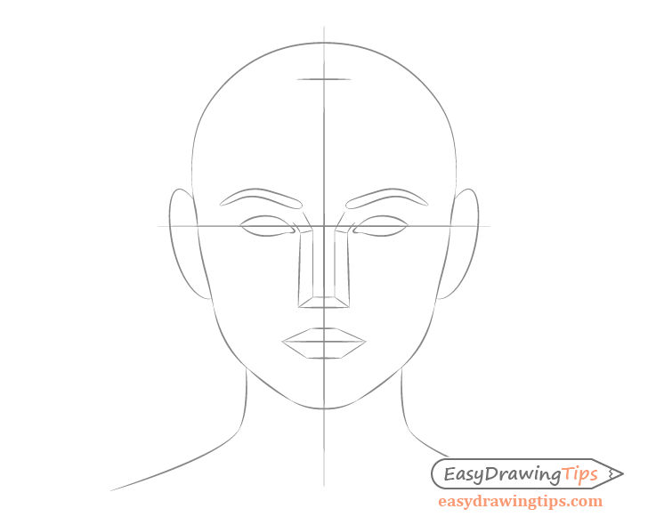 Female face drawing mouth placement