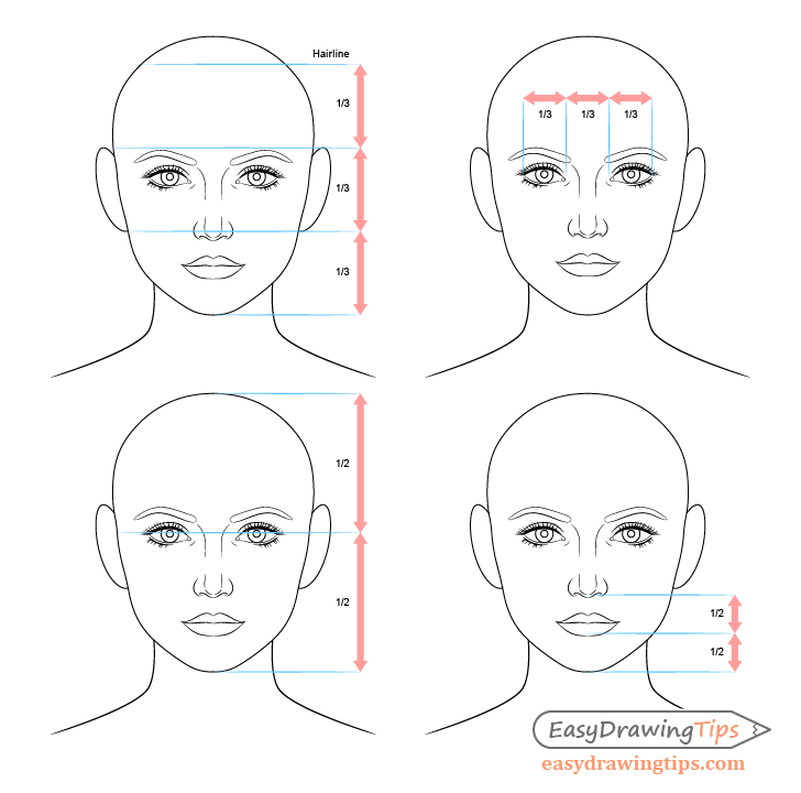 How to draw a female face step by step