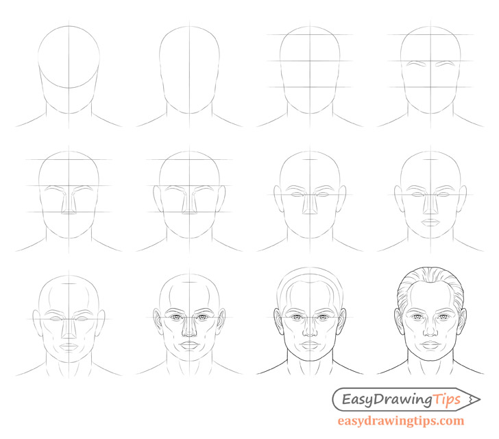 Male face drawing step by step