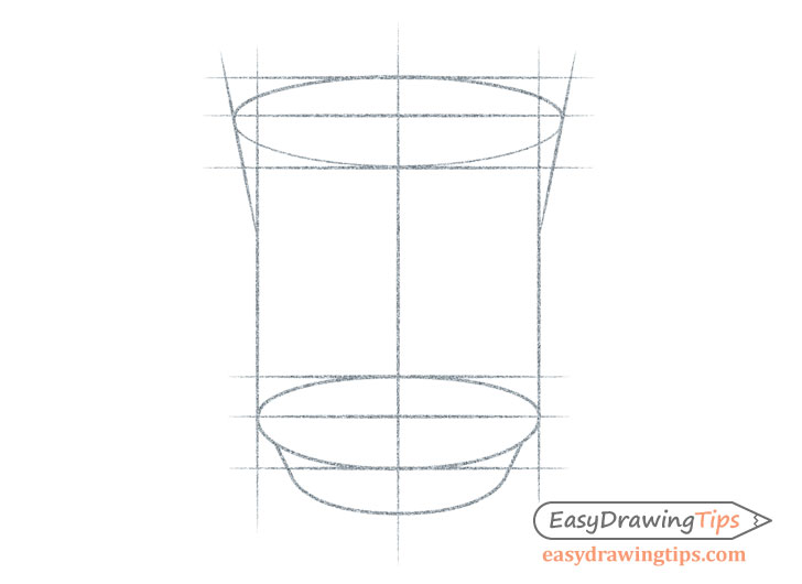 Drawing cup top and bottom shapes