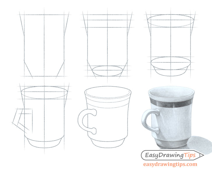 Pencil drawing a cup coffee or tea Royalty Free Vector Image