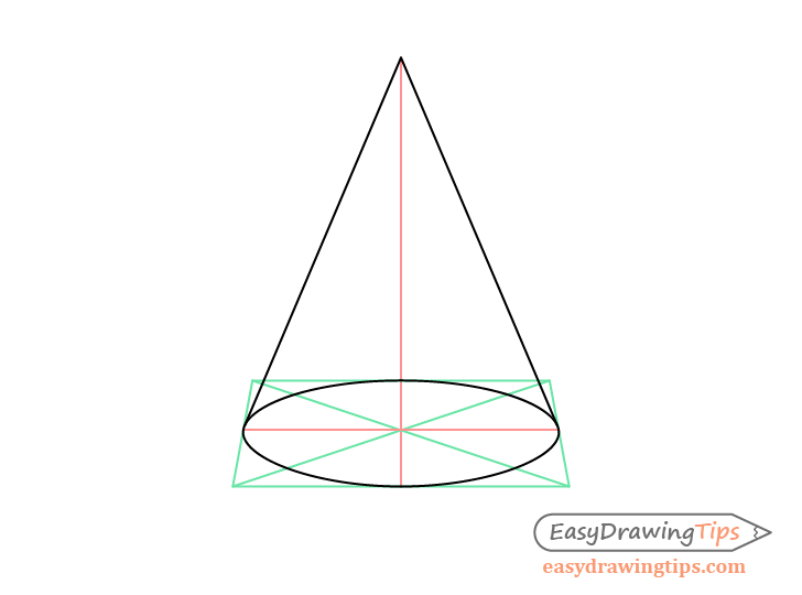 Cone perspective drawing construction sides