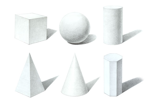 Three dimensional shapes drawings