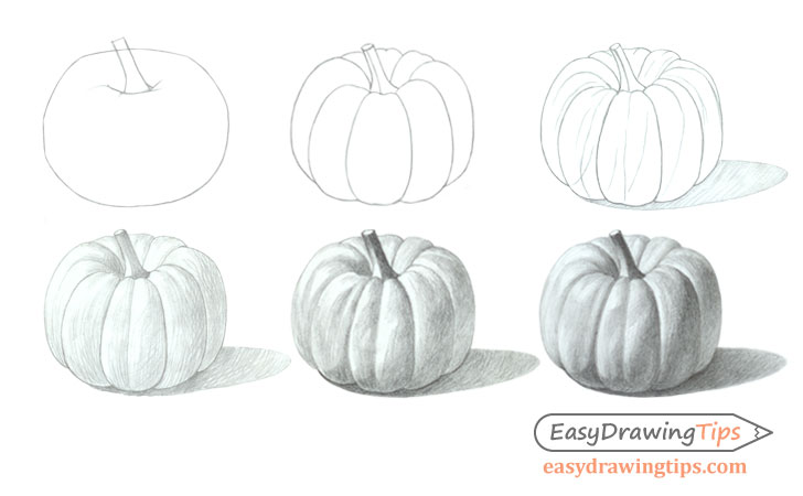 Pumpkin drawing step by step