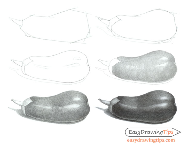 Eggplant drawing step by step