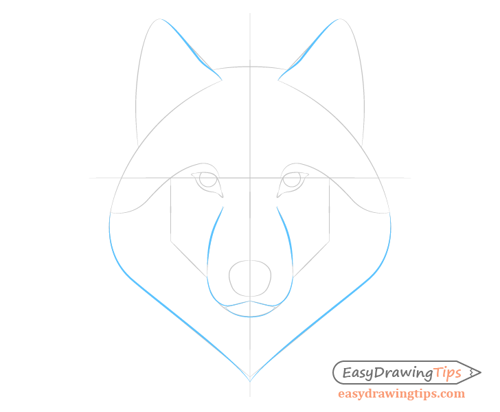 Wolf face shape lines drawing