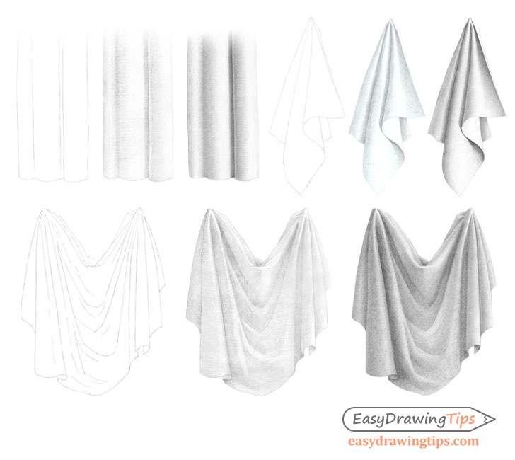 Cloth folds drawing step by step