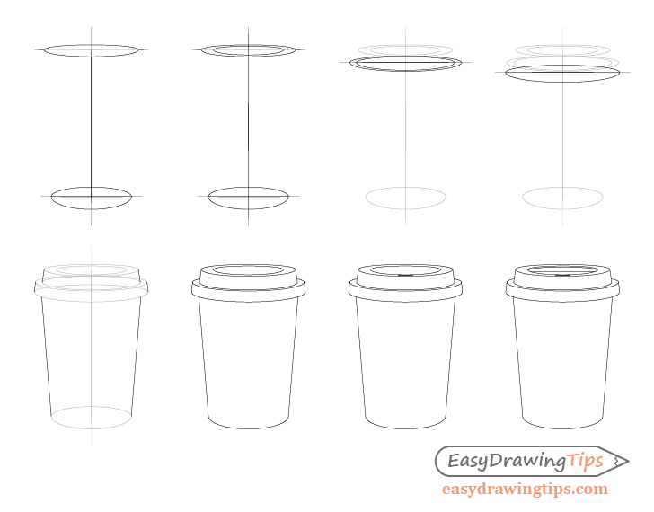 Coffee cup drawing step by step