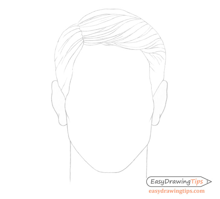 Male combed hair line drawing