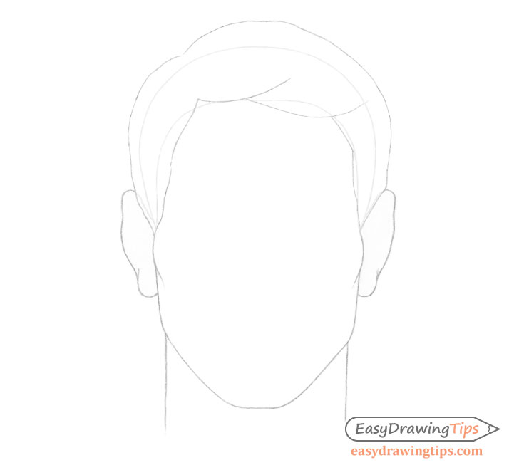 Male combed hair on head drawing