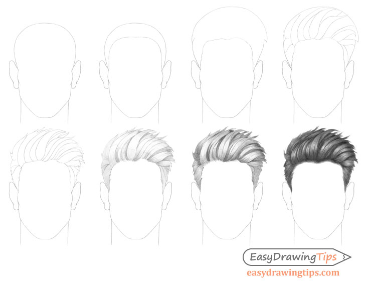 Spiky male hair drawing step by step