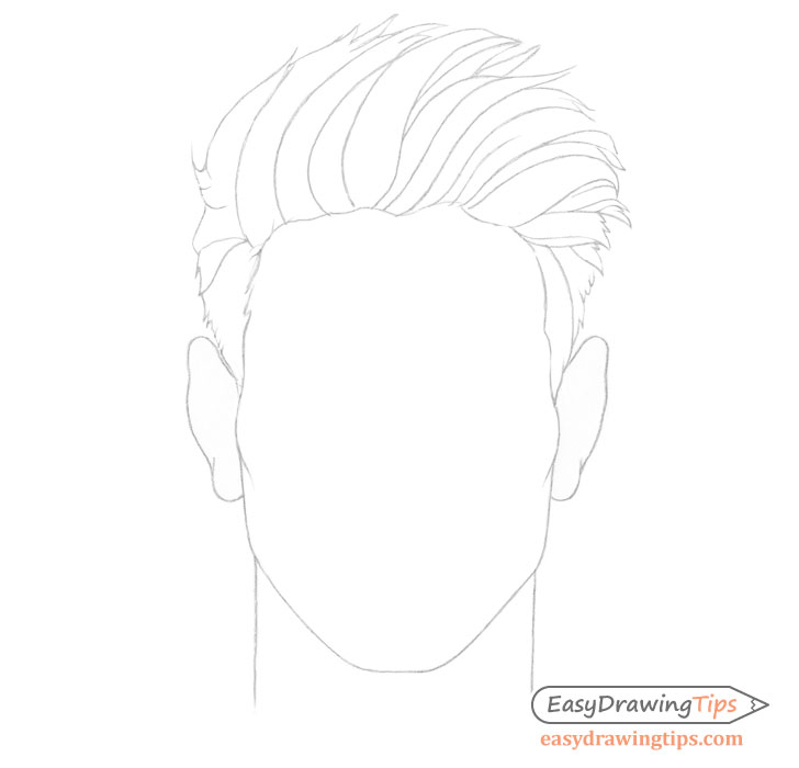 Spiky male hair line drawing