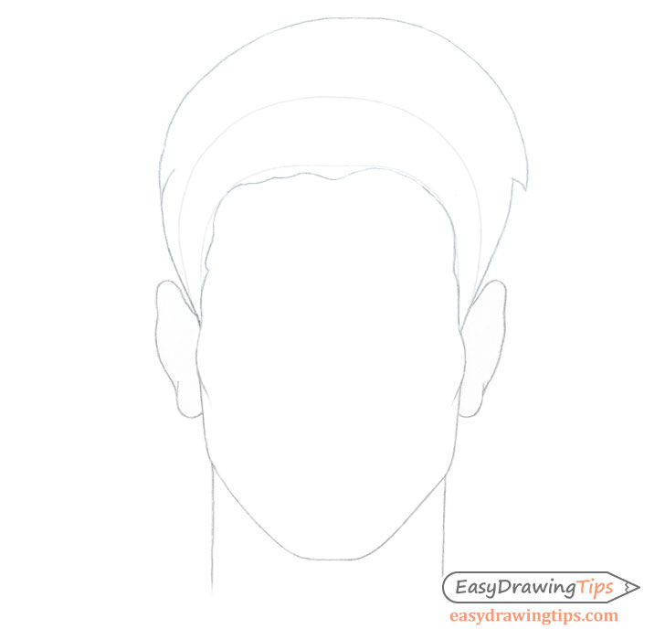 Spiky male hair on head drawing