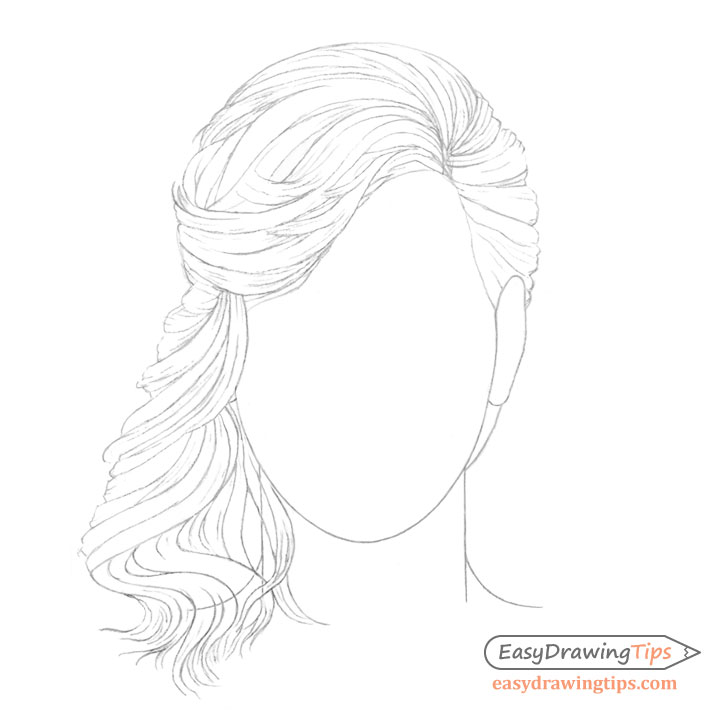 Curly hair line drawing