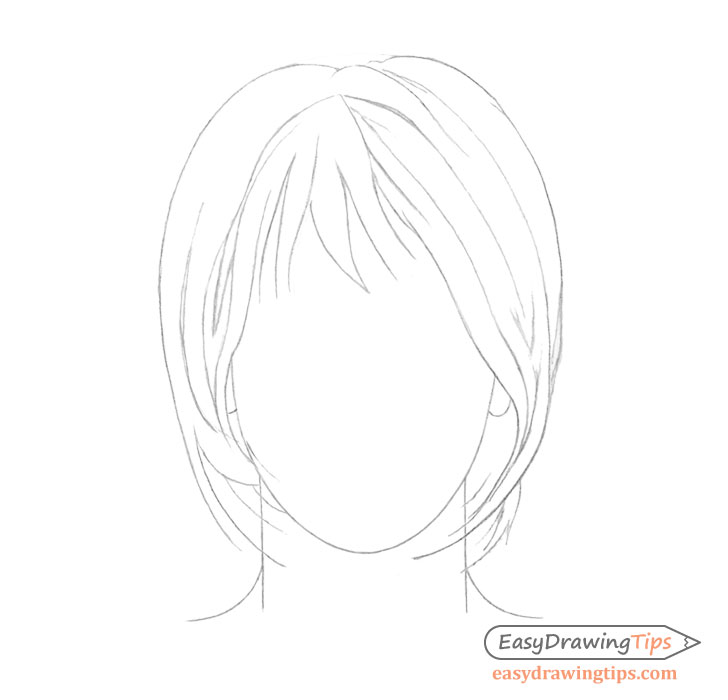 anime hair drawing step by step