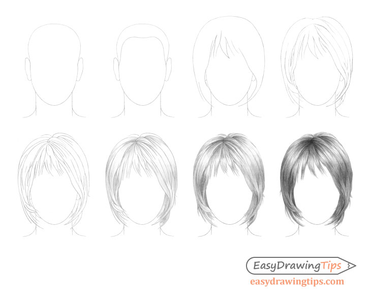 Hair drawing step by step