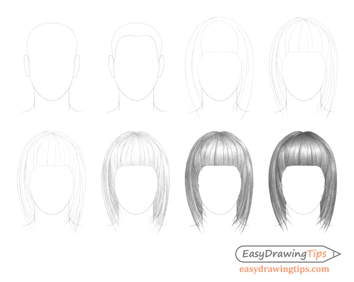 how to draw female hair step by step