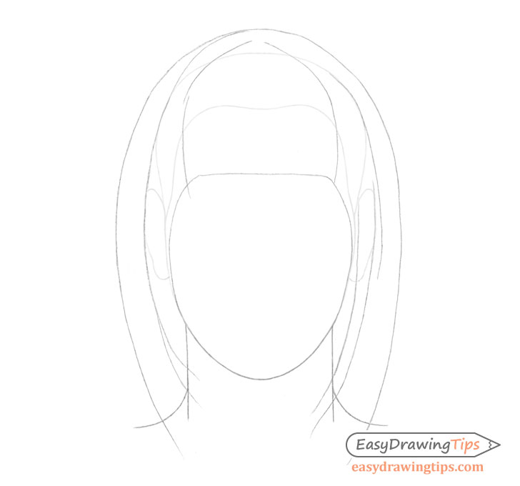 Straight hair on head drawing