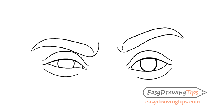 One eyebrow raised eyes eyelids drawing