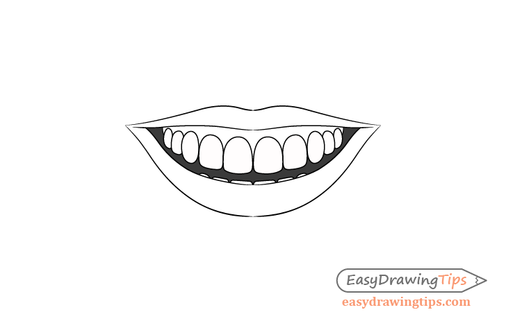 HOW TO DRAW SMILING LIPS WITH TEETH  YouTube