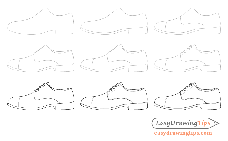 Shoe drawing step by step