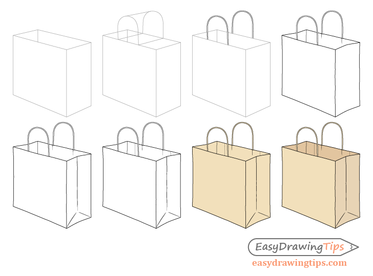 Shopping bag drawing step by step