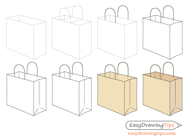 Kamer Betreffende Aantrekkelijk zijn aantrekkelijk How to Draw a Shopping Bag Step by Step - EasyDrawingTips