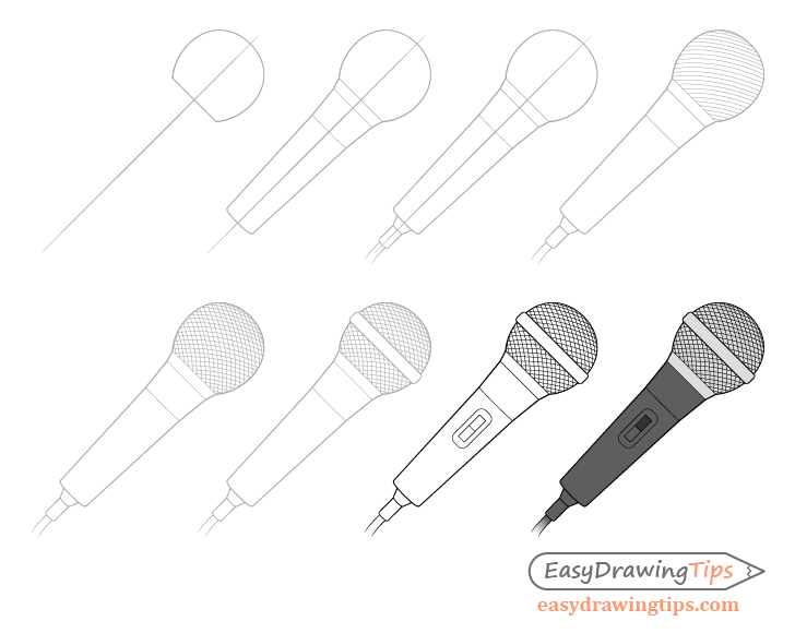 Microphone drawing step by step