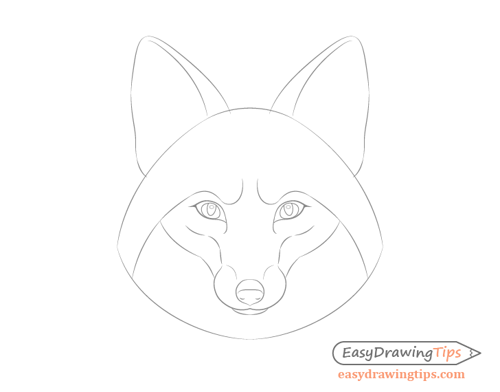 Fox face small details outline drawing