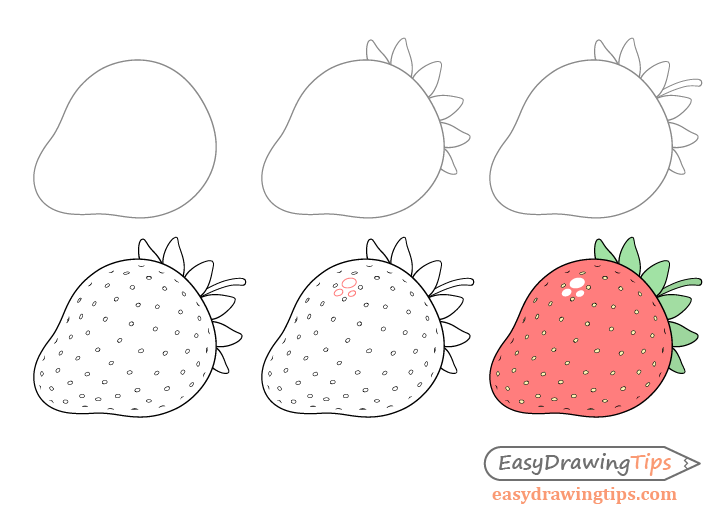 Strawberry drawing step by step