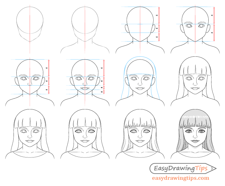 Girl drawing step by step