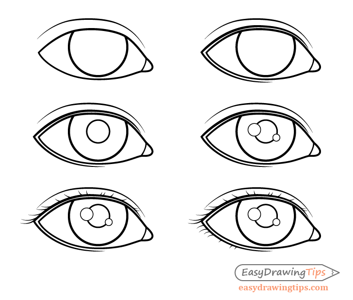 Girl eye details drawing step by step