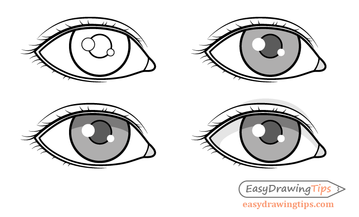 Girl eye drawing shading step by step