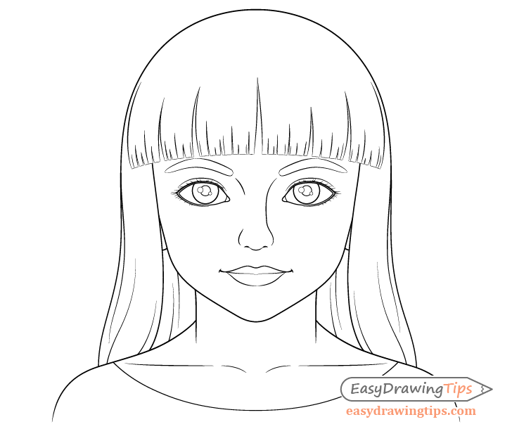 Girl face line drawing