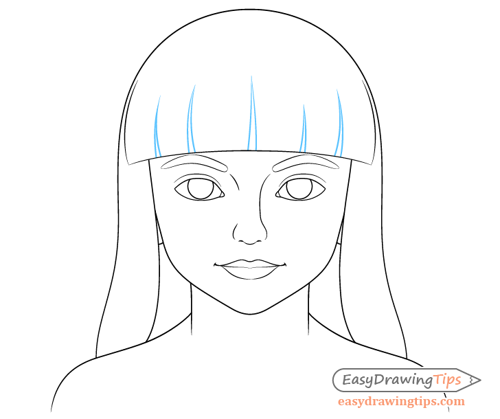 Girl hair splits outline drawing