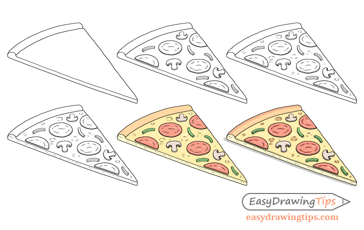 Pizza slice drawing step by step