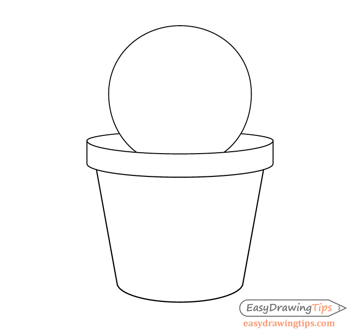 Cactus in pot outline drawing