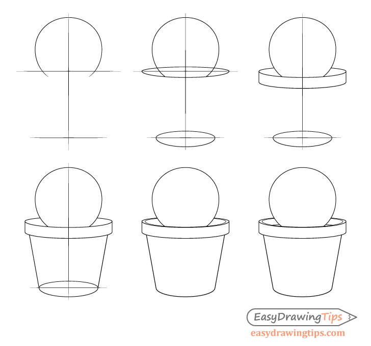 Plant pot drawing step by step